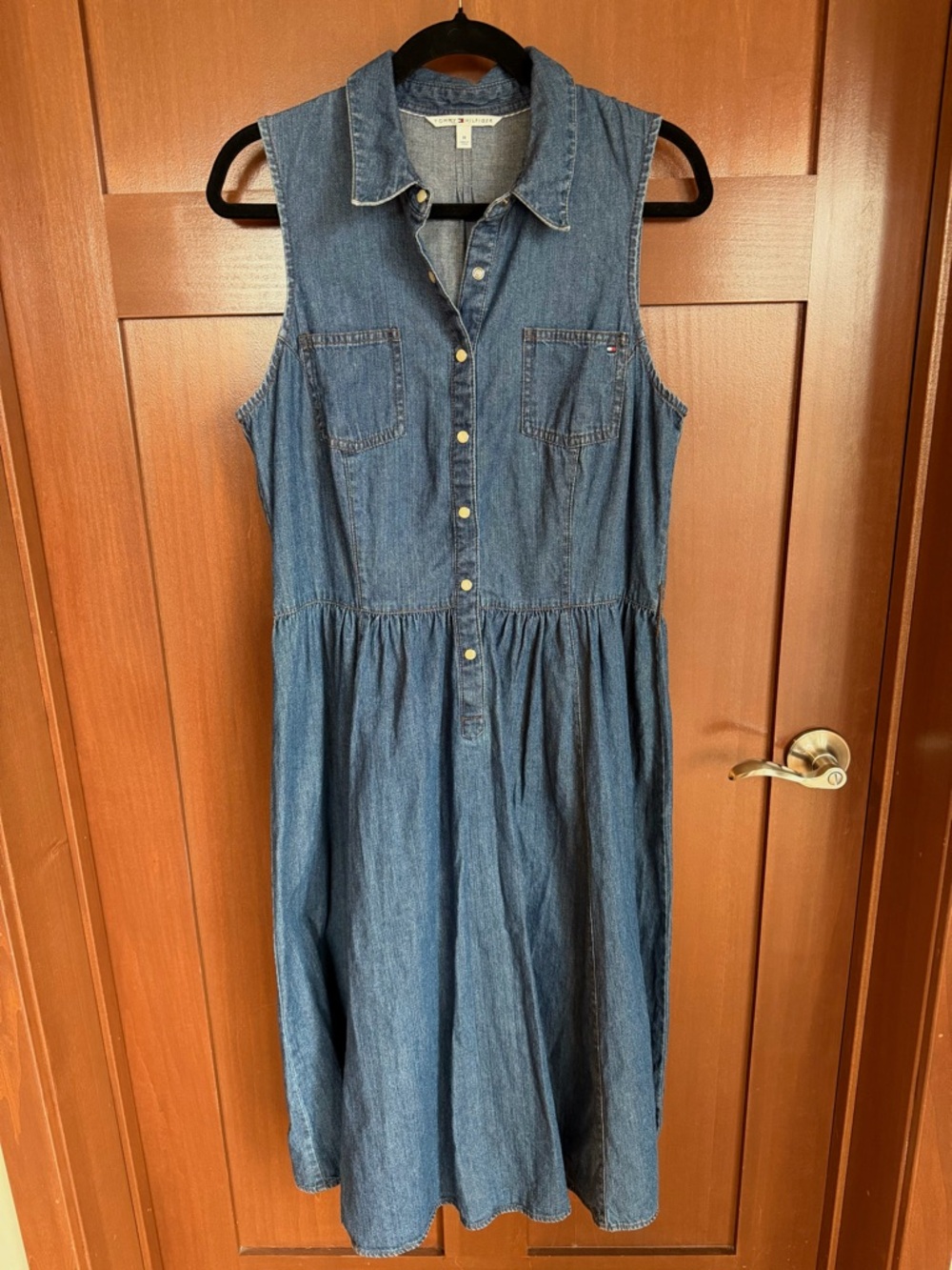 Tommy Hilfiger Sleeveless Denim Midi Dress - Blue Size 14 Large